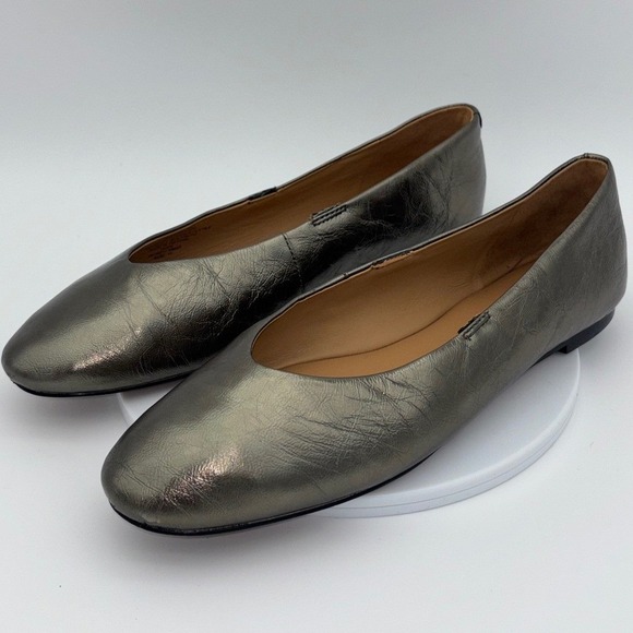 Madewell Shoes - MADEWELL Gold Ballet Flat Shoe Metallic Pewter Leather Round Square Women's 11